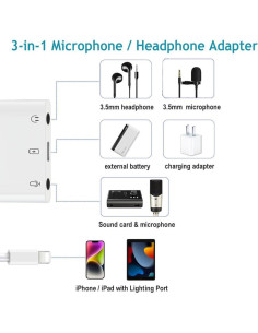 Adaptador de Micrófono Ceotsak Lightening a 3.5mm para iPhone 2
