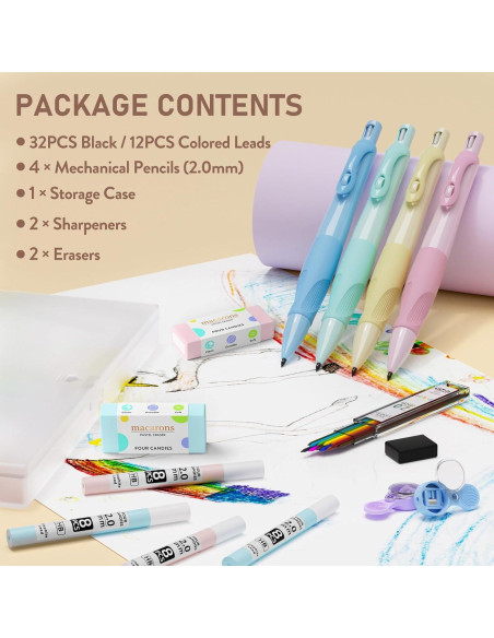 Lápiz Mecánico Four Candies 2.0MM Ergonomía y Recargas