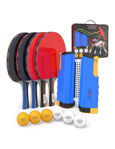 Conjunto de Ping Pong NIBIRU SPORT 4 Palas y Red Retráctil