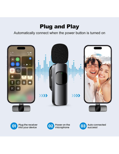 Micrófono Lavalier Inalámbrico Buysent K1 Mini con Cancelación de Ruido