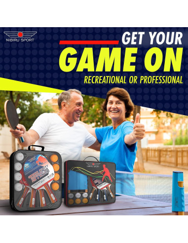 Conjunto de Ping Pong NIBIRU SPORT 4 Palas y Red Retráctil