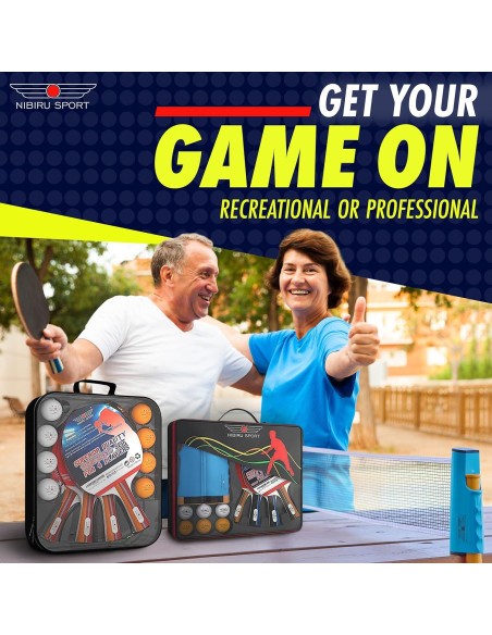 Conjunto de Ping Pong NIBIRU SPORT 4 Palas y Red Retráctil