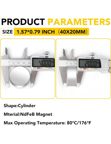 Imán de Neodimio DIYMAG 40x20mm 2 Piezas Alta Potencia