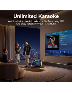 Karaoke Inteligente 400W con Pantalla Táctil 10.1" y Micrófonos 2