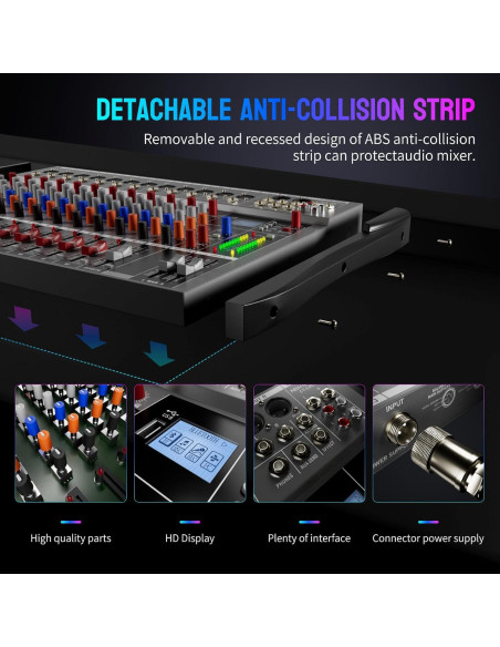 Mezclador de Audio BAXS CT120S 12 Canales Bluetooth USB