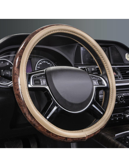 Funda de Volante Beige CAR PASS 14.5-15" Antideslizante