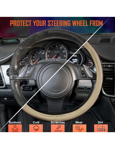 Funda de Volante Beige CAR PASS 14.5-15" Antideslizante
