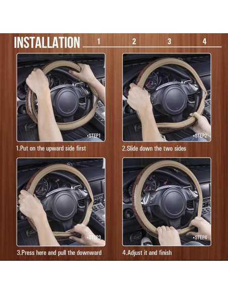 Funda de Volante Beige CAR PASS 14.5-15" Antideslizante