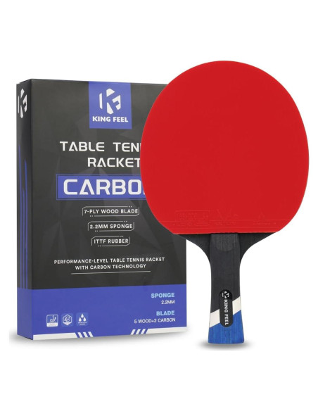 Pala de Ping Pong KINGFEEL LS01 Fibra Carbono 2.0mm Roja