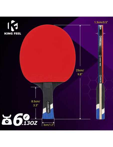 Pala de Ping Pong KINGFEEL LS01 Fibra Carbono 2.0mm Roja