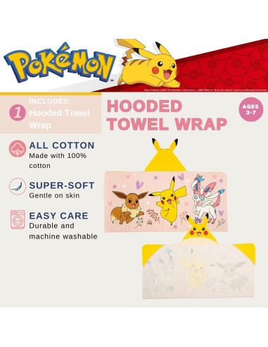 Toalla con Capucha Pokémon Franco 61x127 cm Rosa Niña