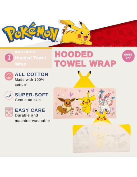 Toalla con Capucha Pokémon Franco 61x127 cm Rosa Niña