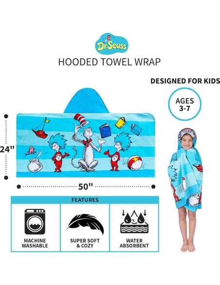 Toalla con capucha Dr. Seuss 61x127 cm para baño y playa