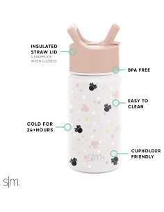 Botella de Agua Simple Modern Minnie Mouse 414ml con Pajita 2