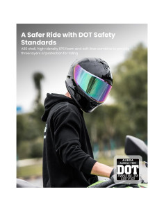 Casco de Motocicleta Auboa AU-T801 Mediano Negro Brillante 2