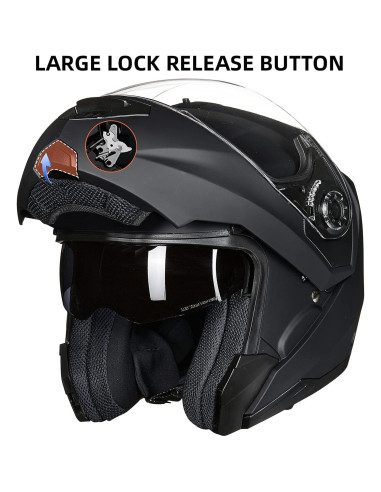 Casco de Moto ILM DP998 Modular Doble Visor Negro X-Large