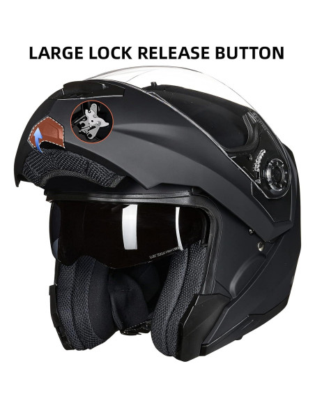 Casco de Moto ILM DP998 Modular Doble Visor Negro X-Large