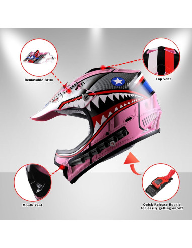 Casco Motocross Power Gear Shark Rosa Grande 53-54 cm