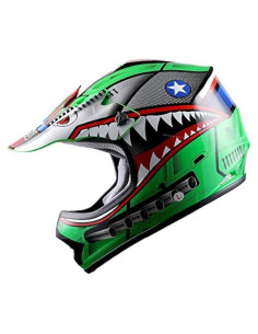 Casco Motocross Power Gear HBOY Shark Verde Grande