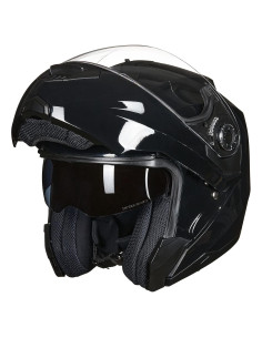 Casco de Moto ILM DP998 Modular Doble Visor Negro Brillante