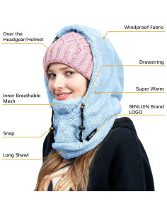 Balaclava Senllen de Forro Polar Térmica Unisex Azul Hielo 2