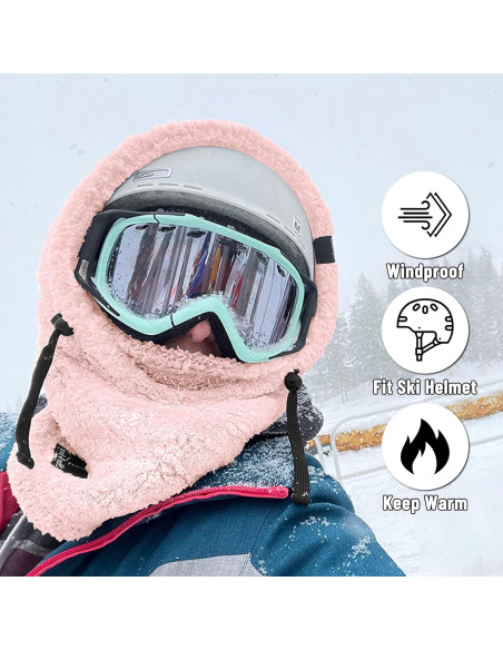 Balaclava Senllen de Fleece Talla Única Rosa para Frío