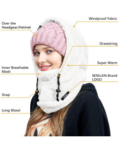 Balaclava Senllen de Fleece Talla Única Blanca para Esquí 2