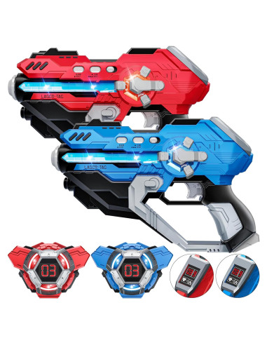 Conjunto de 2 pistolas láser IJO con chalecos LED para 6 a 12 años