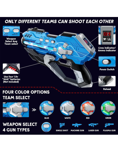 Conjunto de 2 pistolas láser IJO con chalecos LED para 6 a 12 años