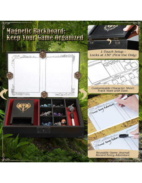 Bandeja y Torre de Dados de Madera Grajar con Tablero Magnético