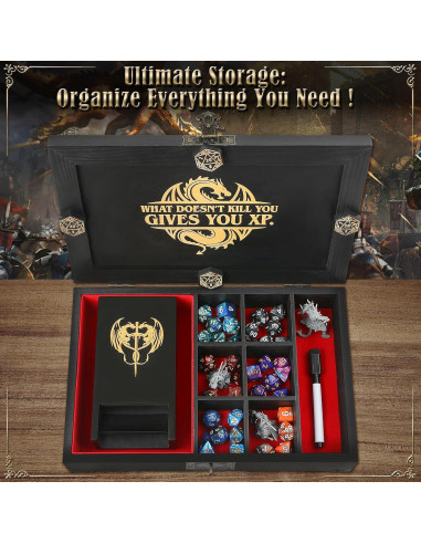 Bandeja y Torre de Dados de Madera Grajar con Tablero Magnético