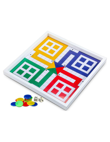 Juego de Mesa Ludo con Tapa de Vidrio Sonwyoung 43x43cm