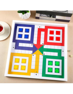 Juego de Mesa Ludo con Tapa de Vidrio Sonwyoung 43x43cm 2