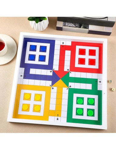 Juego de Mesa Ludo con Tapa de Vidrio Sonwyoung 43x43cm