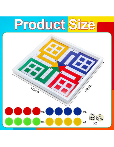 Juego de Mesa Ludo con Tapa de Vidrio Sonwyoung 43x43cm