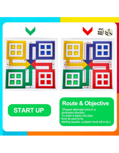 Juego de Mesa Ludo con Tapa de Vidrio Sonwyoung 43x43cm