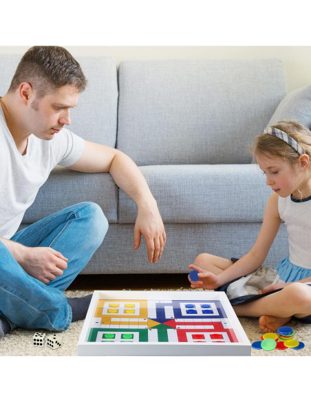 Juego de Mesa Ludo con Tapa de Vidrio Sonwyoung 43x43cm