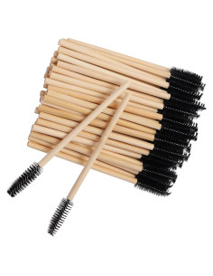 100 Cepillos de Pestañas Desechables Qundaoily - Bambú Negro