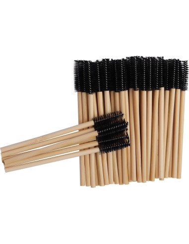 100 Cepillos de Pestañas Desechables Qundaoily - Bambú Negro