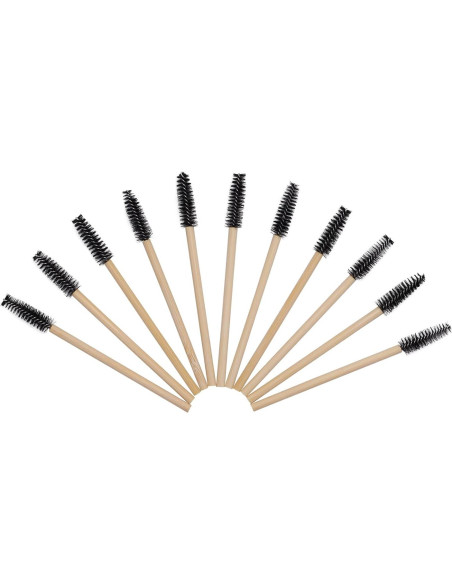 100 Cepillos de Pestañas Desechables Qundaoily - Bambú Negro