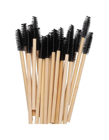 100 Cepillos de Pestañas Desechables Qundaoily - Bambú Negro