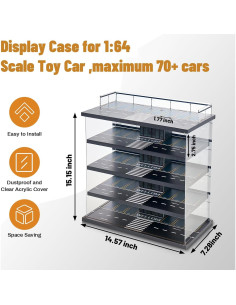 Vitrina para Coches 1:64 GALUMO 5 Niveles LED 75 Coches 2