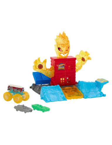 Playset Camiones Monstruo Hot Wheels 5-Alarm 1:64 con 2 Coches