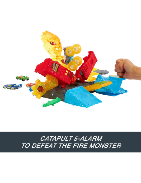 Playset Camiones Monstruo Hot Wheels 5-Alarm 1:64 con 2 Coches