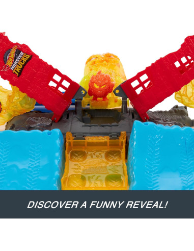 Playset Camiones Monstruo Hot Wheels 5-Alarm 1:64 con 2 Coches