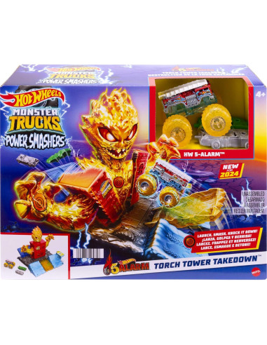 Playset Camiones Monstruo Hot Wheels 5-Alarm 1:64 con 2 Coches