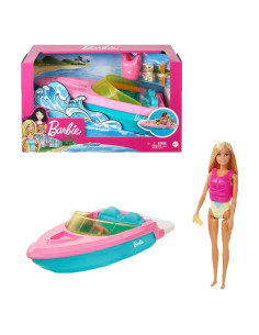 Barco de Juguete Barbie con Cachorro y Chaleco Salvavidas
