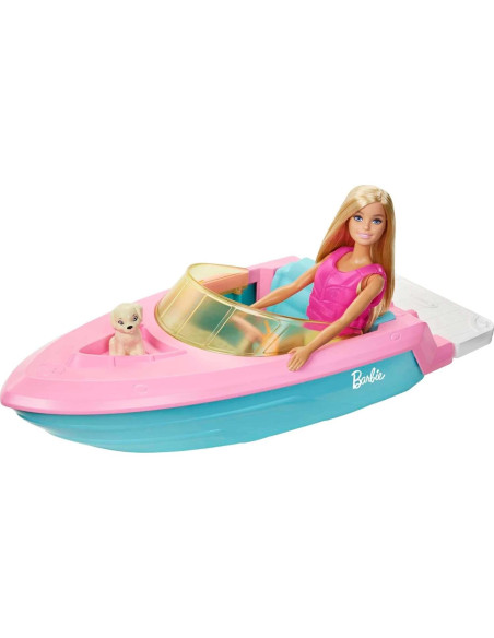 Barco de Juguete Barbie con Cachorro y Chaleco Salvavidas