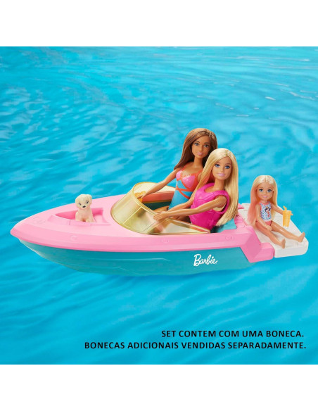 Barco de Juguete Barbie con Cachorro y Chaleco Salvavidas