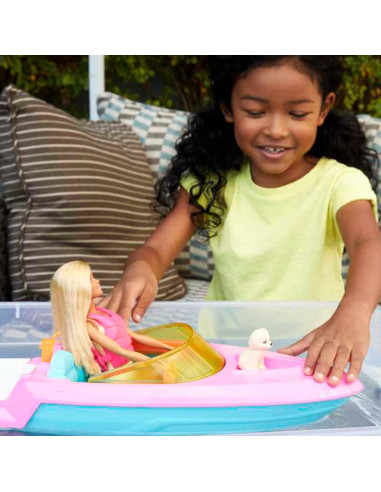 Barco de Juguete Barbie con Cachorro y Chaleco Salvavidas